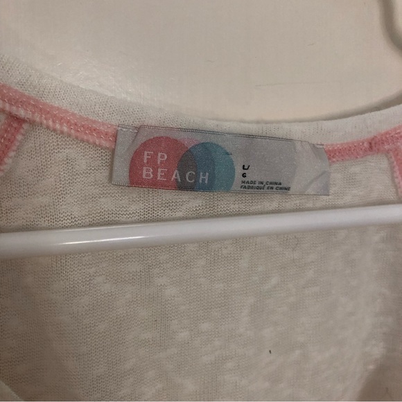 Free People Beach gauze pink blouse long sleeve lightweight pink summer top L - Picture 5 of 11